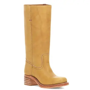 Women's Banana Mid Calf Boots Chunky Heel Western Square Toe Ladies Comfortable Riding Fall Casual Biker Footwear Brown Walking Shoes GirlGift