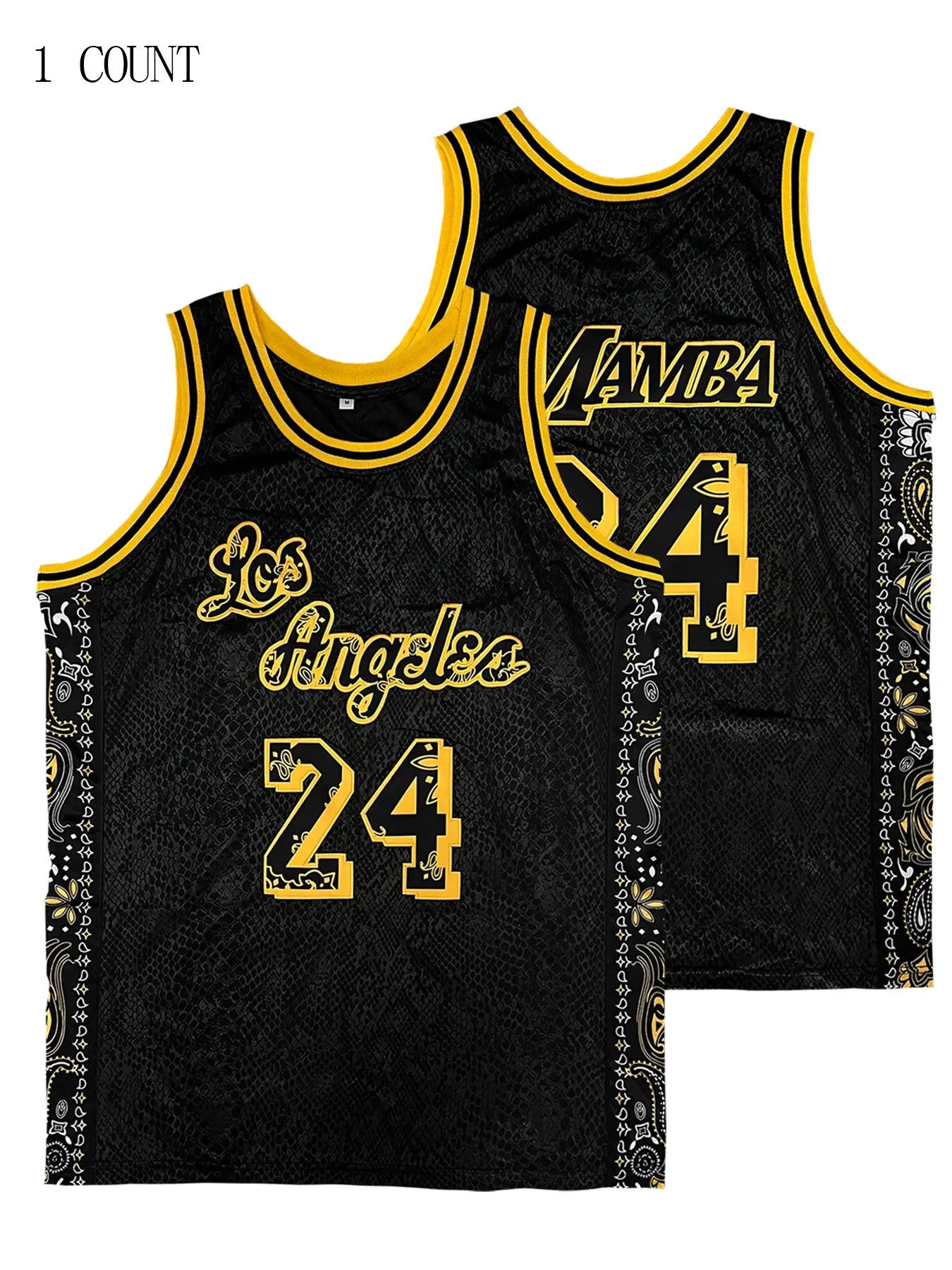 Men's #24 Black Snake Skin Basketball Jersey, Sporty Jersey, Loose Fit Letter & Number Embroidered Sleeveless Tank Top Suitable For Basketball, Sports, Running, Workout, Workout Tops, Gym Clothes, Athletic Top, Sportswear Clothing
