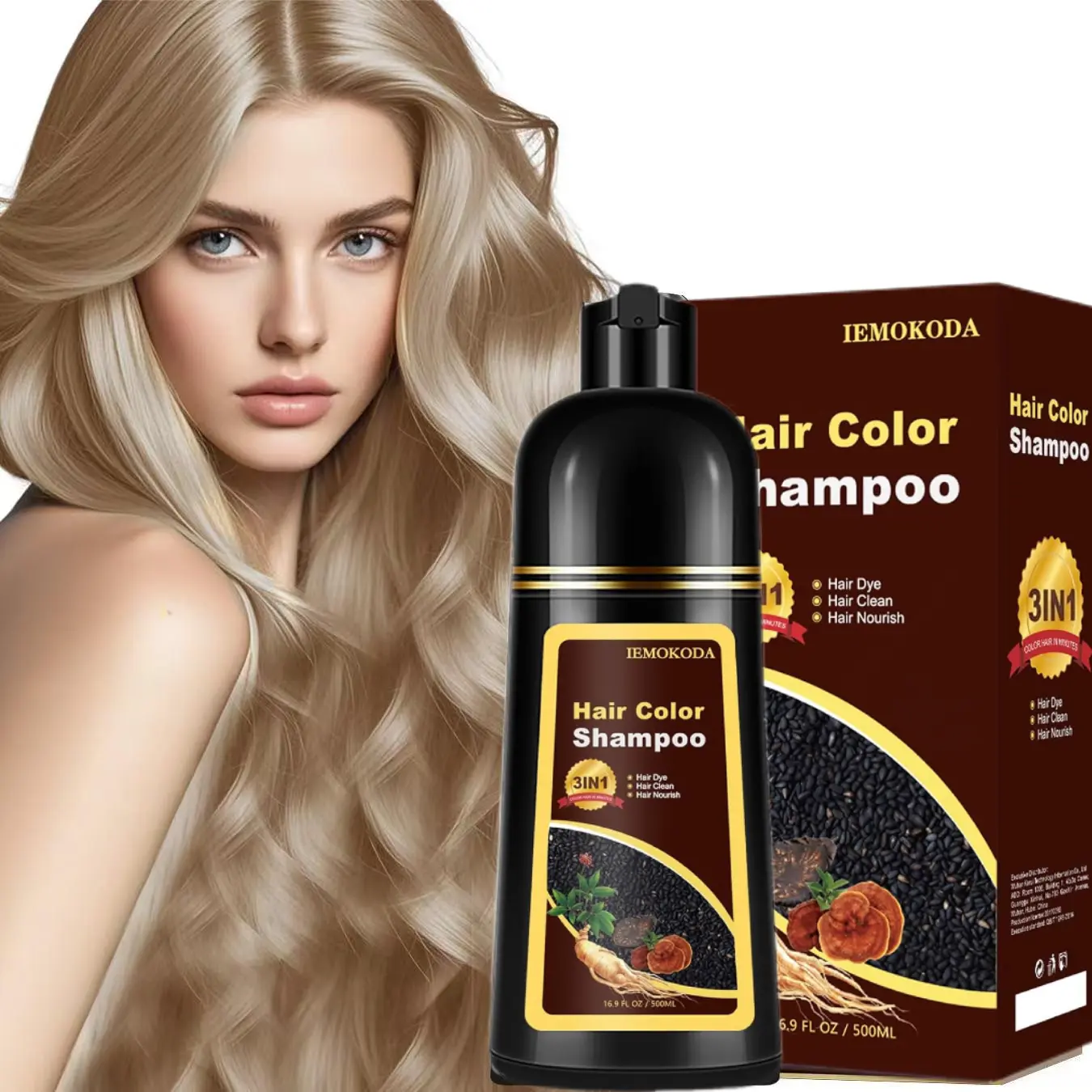 Blonde Brown Hair Dye Shampoo 3 in 1 Champu Para Canas for Gray Hair Coverage, Natural Blonde Brown Hair Color Shampoo for Women, shampoo para pintar el cabello 500ml