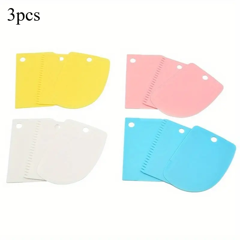 3Pcs Cream Scraper Suit DIY Kitchen  Straight Arc Tooth Shape Cream Bread Cutter Plastic Cake Pasty Scraper Baking Fondant Tools