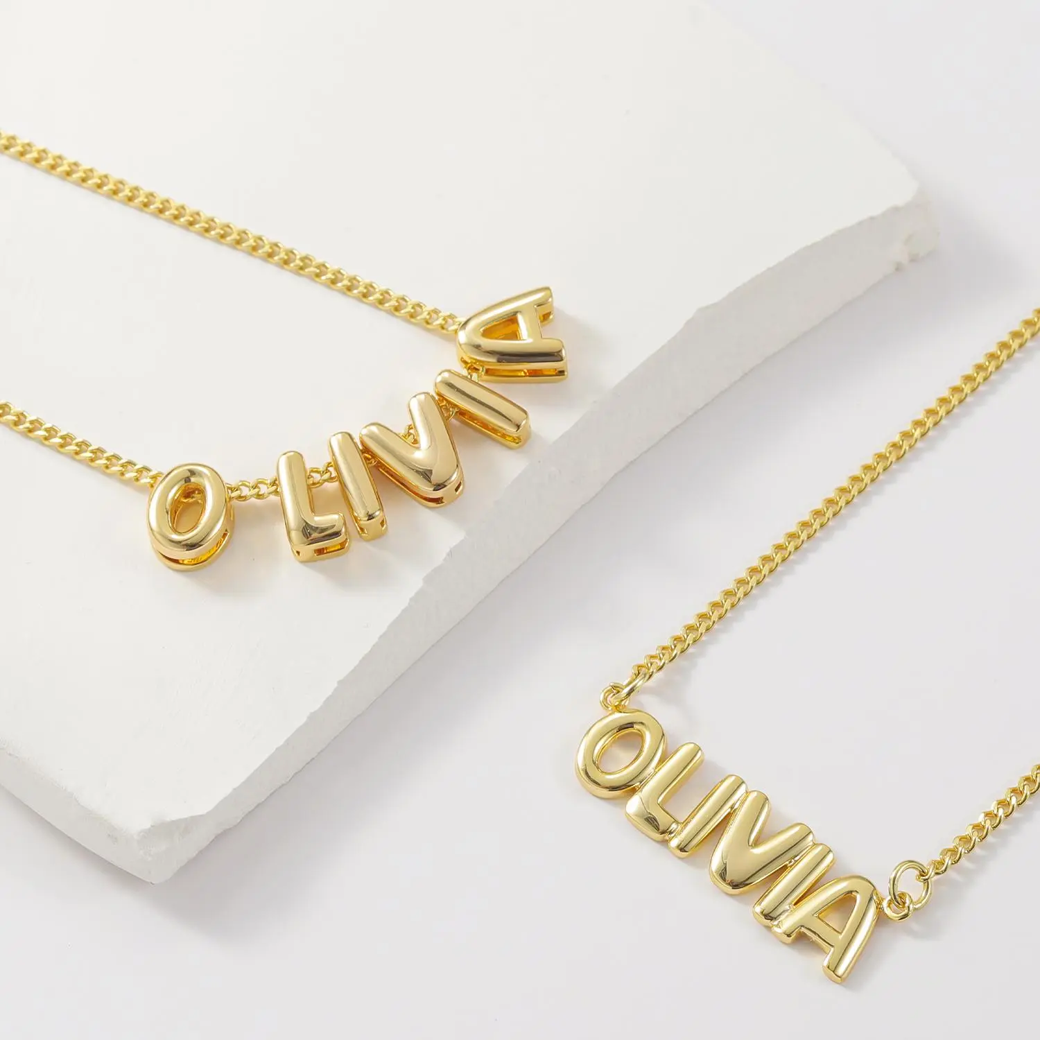 Personalized Stainless Steel Necklace for Women - Bubble Letter Custom Name Pendant - Great for Graduation or as a Gift for Girlfriend