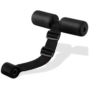 Adjustable Nordic Hamstring Curl Strap with Padded Ankle Bar - 5-Second Setup, Suitable for Sit-Ups, Squats, and Core Exercises - Home Gym Fitness Equipment for Leg Muscle Strength Training - Black Nylon Strap with Comfortable Foam Roller, Exercise Access