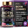 NUTRAHARMONY Biotin Gummies Sugar-Free with Collagen for Hair Growth Support Skin, & Nail Strength for Women & Men. Biotin 10000mcg, Keratin, Hyaluronic Acid, B-Complex, Saw Palmetto. 60 Gummies Antioxidant Rich Supplement