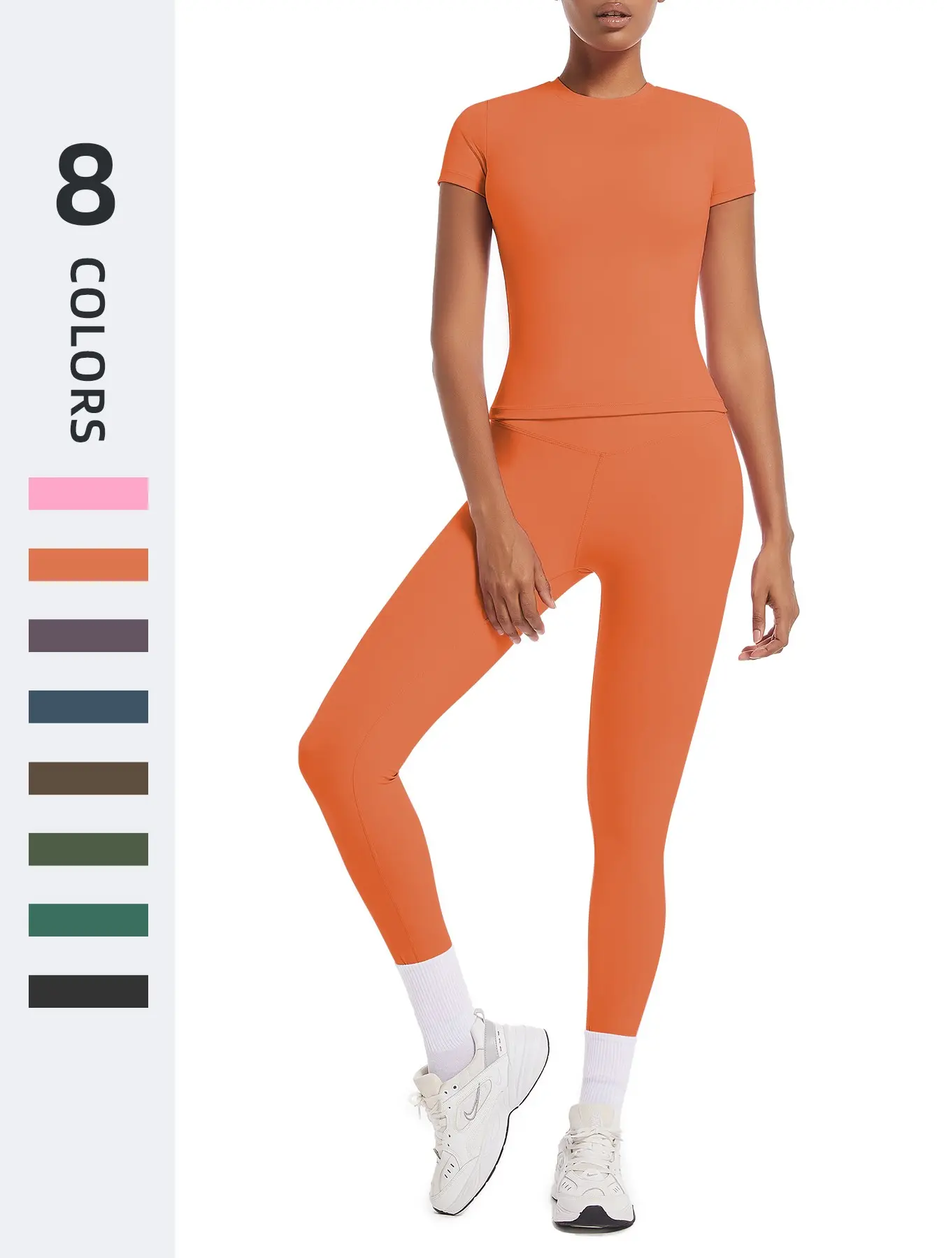 Women's Outdoor Yoga Set Quick-Dry Short Sleeve Top & Long Pants Running Training Workout Set, Comfortable Sportswear Activewear for Women, Casual Activewear, Sport Casual Outfit, Solid Sports Sets