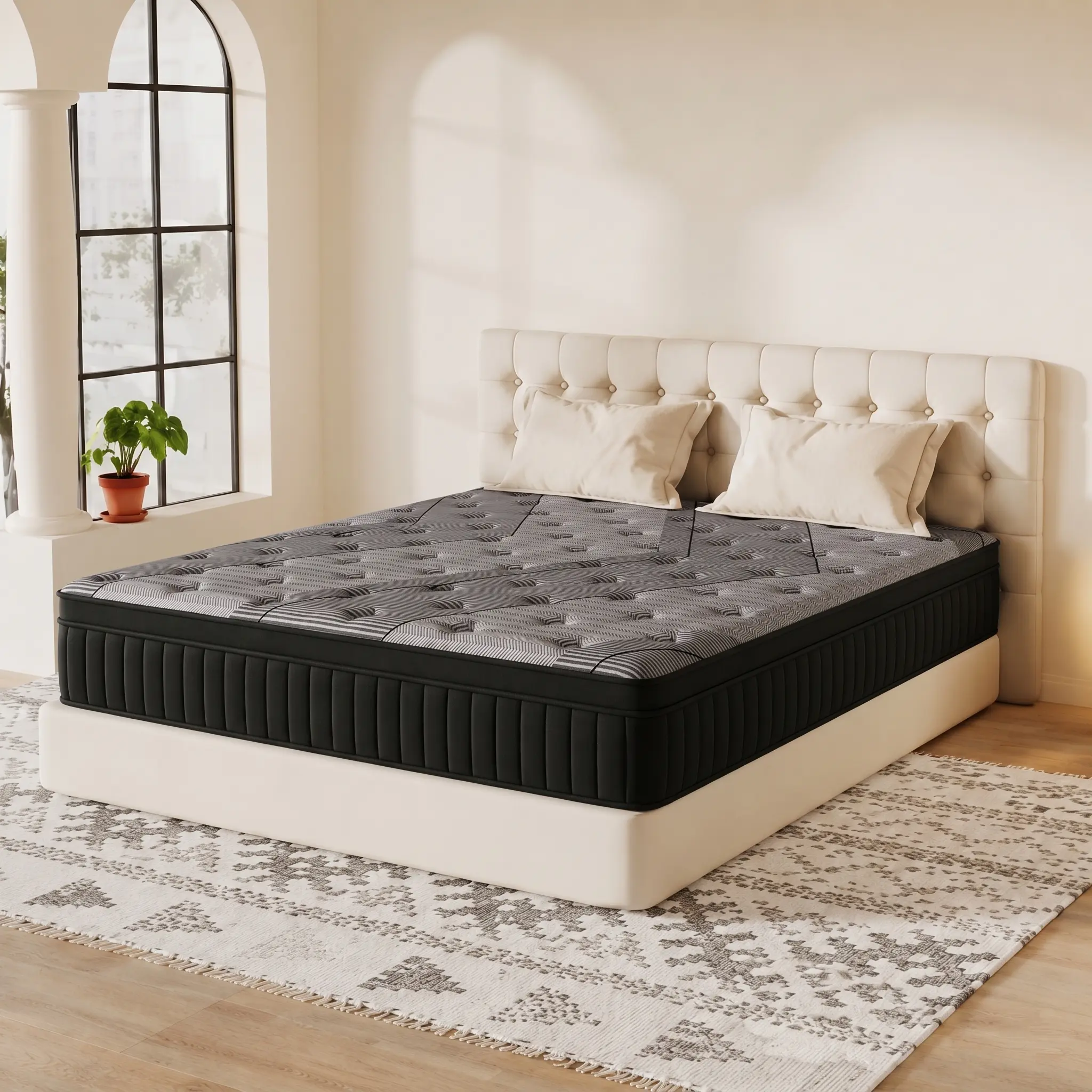 Ergonomic Deep Sleep Hybrid Mattress in a Box | Medium Firm Memory Foam Spring Bed (10/12/14, Twin Full Queen King Mattress)