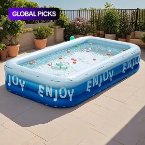 Large Inflatable Kiddie Swimming Pool, Portable Kiddie Pool, 3-Layer Thick Indoor Outdoor Rectangular Pool, Folding Swimming Pool, Foldable Summer Pool for Backyard Garden, Perfect for Parties and Camping #GLOBAL PICKS