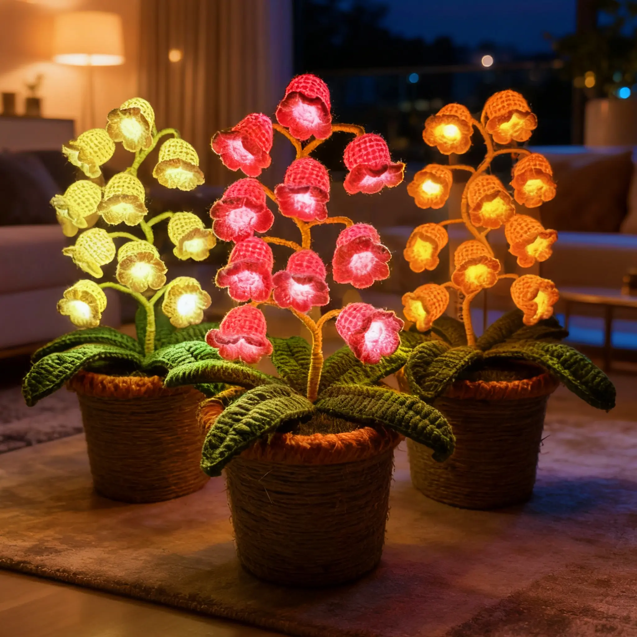 New Viral Home Decor | Light-up Crochet Bouquet Night Light, Traditional Chinese Intangible Cultural Heritage Handmade Ambient Lamp