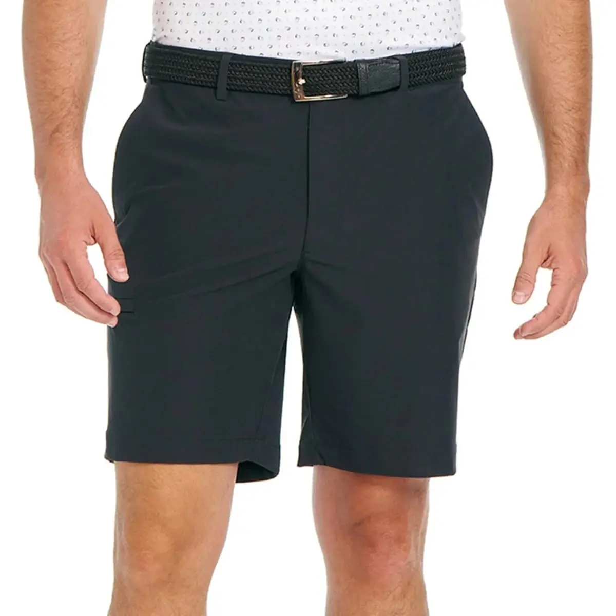 Greg Norman Men’s Stretch Flat Front Lightweight Short - 4-Way Stretch Fabric (Black,38)
