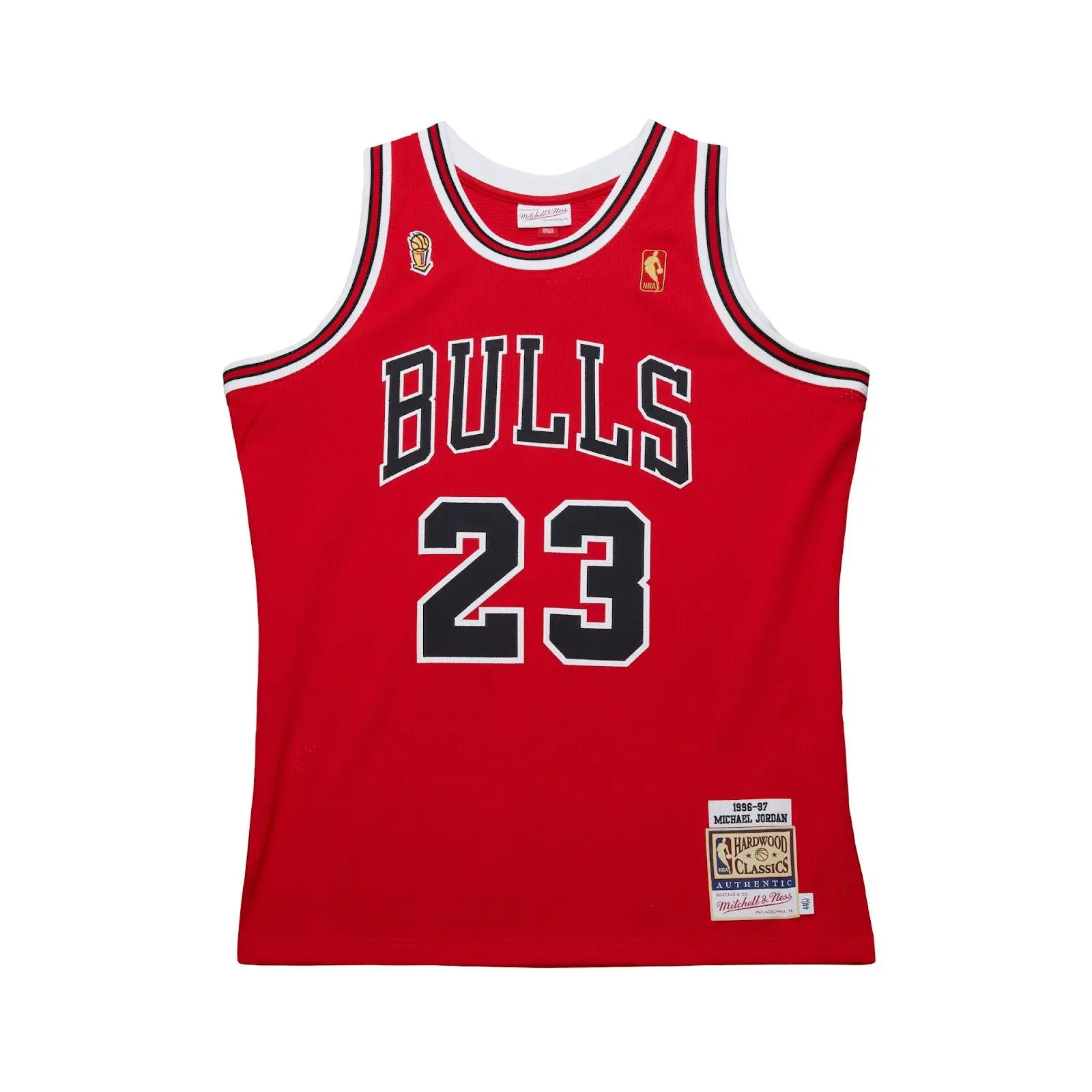Mitchell & Ness Michael Jordan Chicago Bulls 1996-97 Red Authentic Polyester Basketball Jersey, NBA Throwback Hardwood Classics Fan Gear, Male