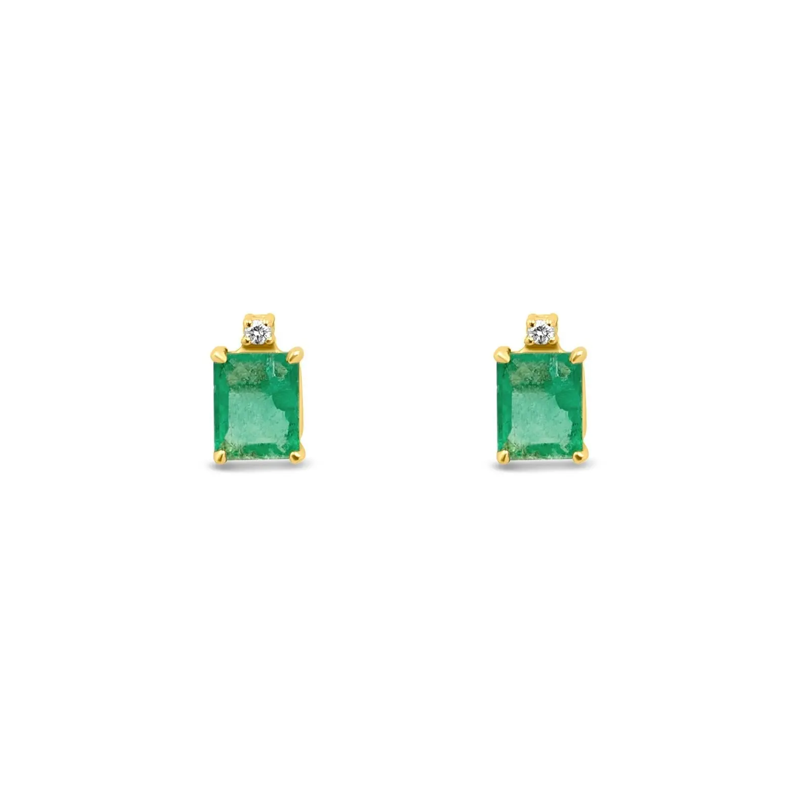 Emerald Diamond Stud Earrings – Fine Jewelry in 14K Solid Gold