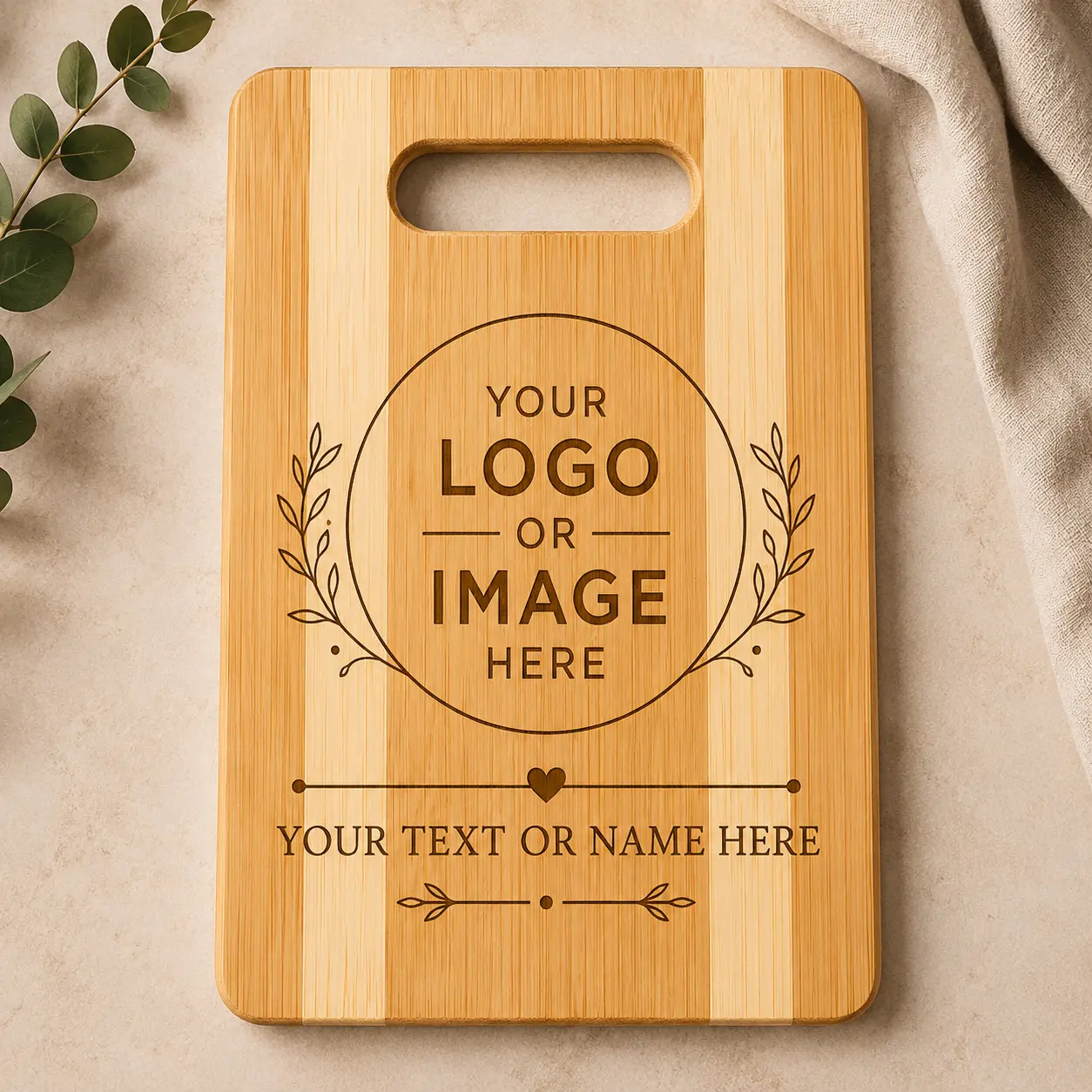 Personalized Bamboo Cutting Board with Handle (7.1" x 9.7") | Custom Engraved Gift