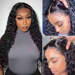 [Bomb Curly] Megalook 13x6 Glueless Lace Frontal Wig Deep Curly Human Hair Pre Bleached Tiny Knots Pre Cut Lace Frontal HD Put On Go Wigs For Beginners