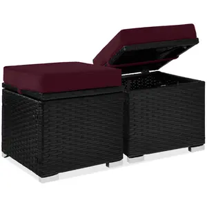 Best Choice Products Set of 2 Wicker Ottomans, Multipurpose Furniture w/ Removable Cushions, Steel Frame