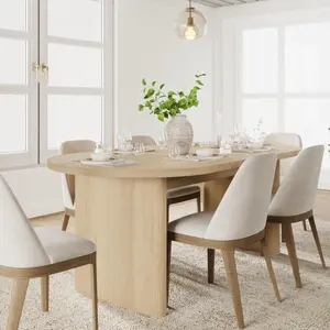 70 Oval Dining Table for 6 to 8 People Long Large Kitchen Table with Thick Sturdy Wooden Base Farmhouse Dining Room Table for Kitchen Living Room Office -Natural