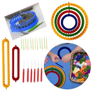 6Pcs Knitting Loom Kit,Including 4 Round,2 Rectangular Yarn Loom,Chunky Blanket Loom for Crochet,Hat,Scarf,Fabric & Sewing Supplies