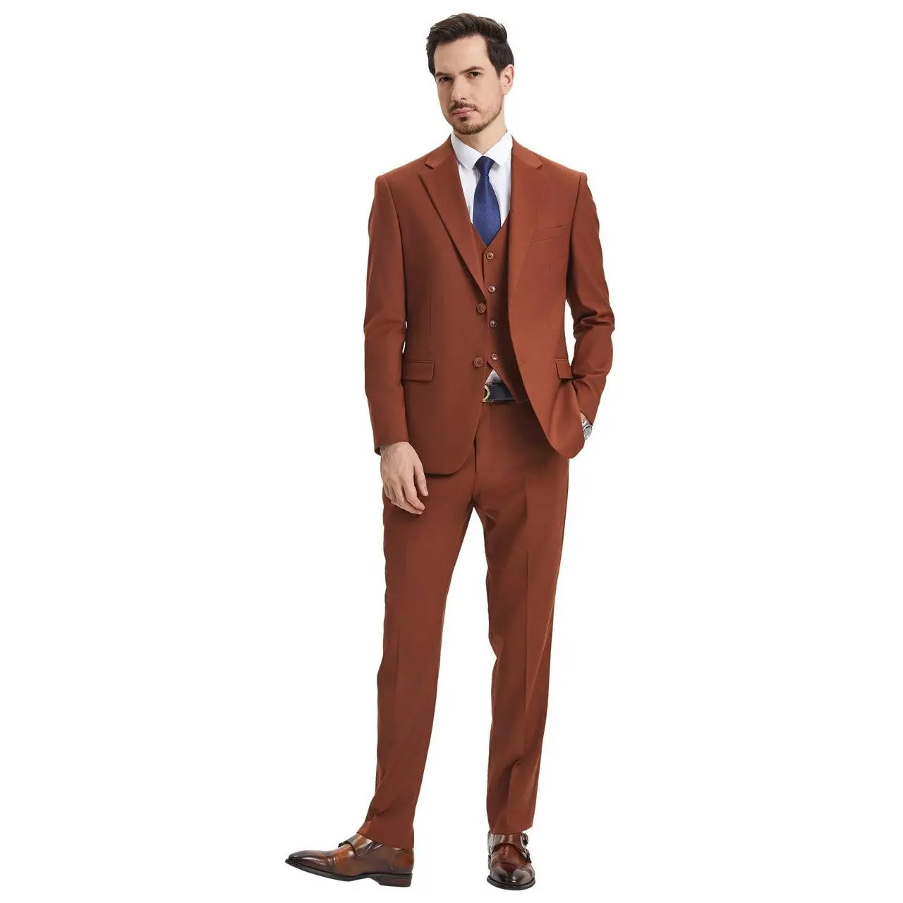 Kepler Collection: Stacy Adams Light Brown Solid 3-Piece Suit - FINAL SALE Size 58R/53 Waist