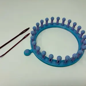 24-Peg Knitting Loom & Darning Needle Set - 3D-Printed PETG Plastic, Color-Change Design, Lightweight & Durable, Perfect for Beginners & Seasoned Knitters