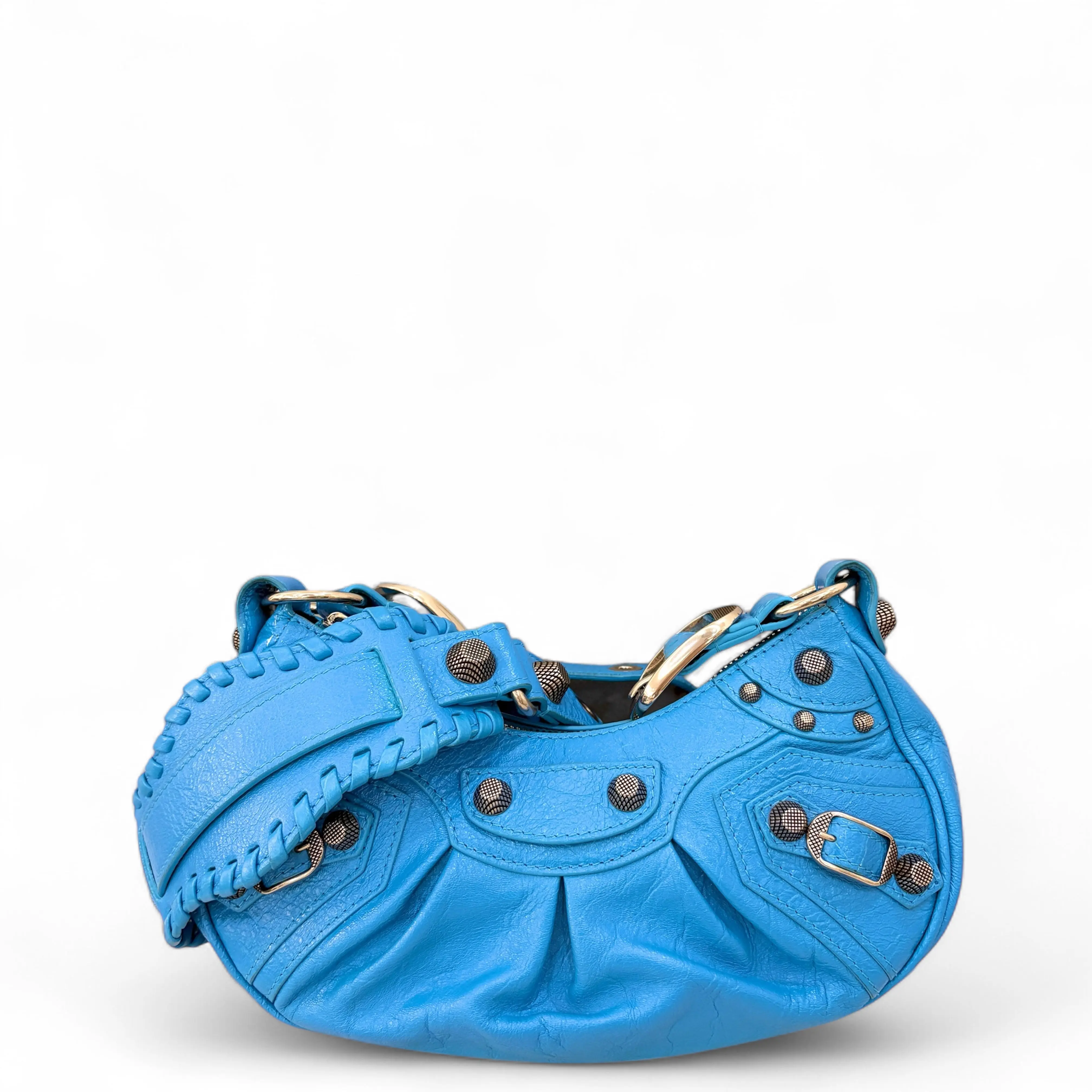 Pre-owned Leather Tote Bags Balenciaga Le Cagole Xs Calfskin Blue (0429w0)