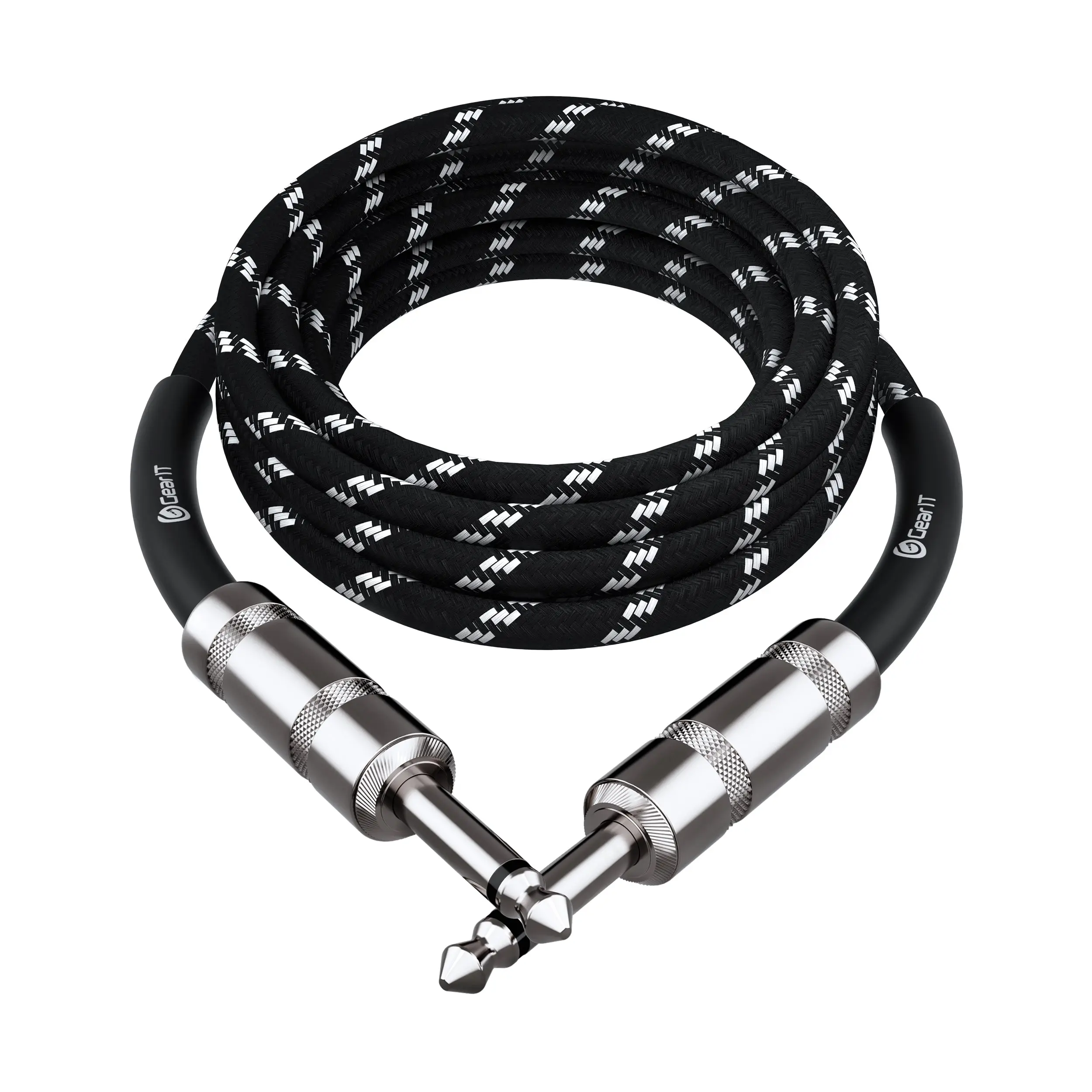 Straight 1/4 Inch Male to Male Guitar Instrument Cable, Black Straight 1/4 Inch Male to Male Guitar Instrument Cable, Black
