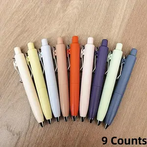 0 Gravity Little Fat Ding Black Neutral Pen, 9 Counts Quick Dried Neutral Pen, Mini Pocket Pen, High Appearance Press Pen, Aesthetic Pens