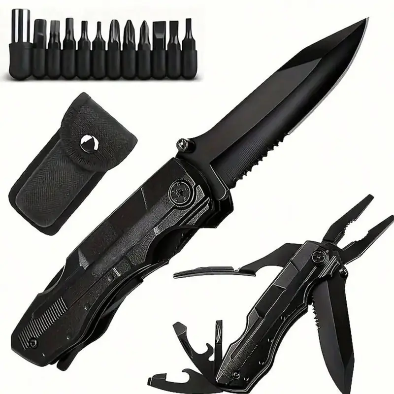 Multitool pocket Knife 16 in 1, with Saw, Blade, Plier, Screwdrivers, Bottle Opener, Folding knife, Portable Multipurpose Knives, for Camping, Outdoor Survival knife, Emergency Use, Perfect Gifts for Men and Dads
