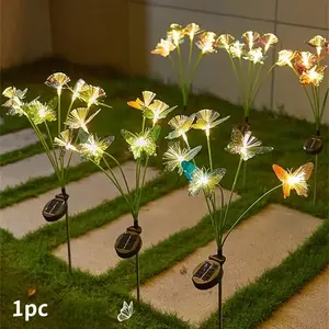 Solar LED Fiber Optic Butterfly Garden Lights, Led Courtyard Light - Dual Mode, Adjustable Brightness with Smart Sensor, Colorful Outdoor Decor for Patios, Parks, Walkways, and Gardens, Energy-Efficient Lighting, Perfect Holiday Gift