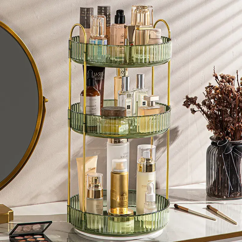 360-Degree Rotating Clear Cosmetic Organizer, High-Capacity Storage for Skincare & Perfume, Countertop Vanity Organizer for Bathroom & Dresser