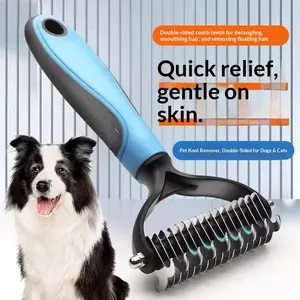 3-in-1 Pet Dematting Comb & Deshedding Tool – Double-Sided Undercoat Rake for Dogs & Cats, Reduces Loose Fur & Tangles
