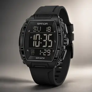 Premium Tonneau Shaped Digital Sports Watch for Men & Women. Waterproof Multifunctional Athletic Wristwatch with Dual Time Zone Display, Countdown Timer & Chronograph. Trendy Barrel Dial Fitness Gear for Running, Outdoors & Everyday Active Wear!