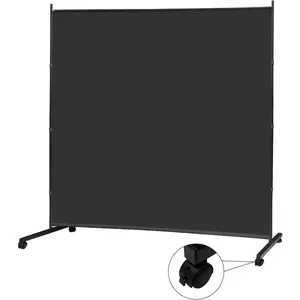Large Single Panel Room Divider on Wheels, 71”W x 75”H Rolling Privacy Screen, Portable Wall Divider for Home Office Partition, Black