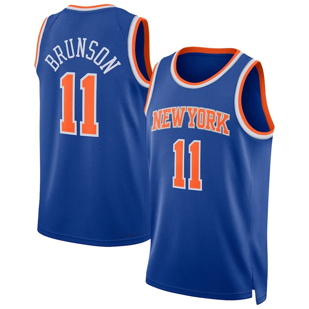 Men's Blue/White Basketball Jersey #11 Brunson (#11 New York) Breathable Mesh Sports Tank Top