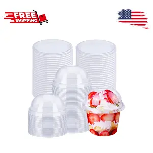 50 Pack 8oz Disposable Clear Plastic Cups with Dome Lids
