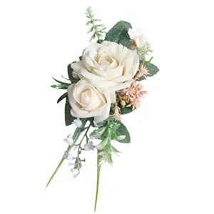Realistic Rose Boutonniere Wrist Flower for Bridesmaids Guests Boutonniers