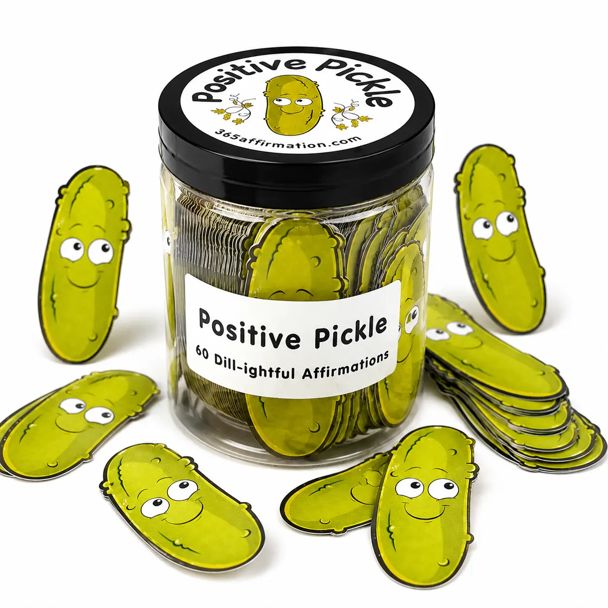 Emotional Support Pickle Jar with 60 Positive Affirmation Cards, Unique Desk Accessory for Office, Funny Coworker Birthday Gifts, Motivational Support Jar for Adults, Cheer Up Care Package for Bestie, Thinking of You Gift, Pickle Ornament