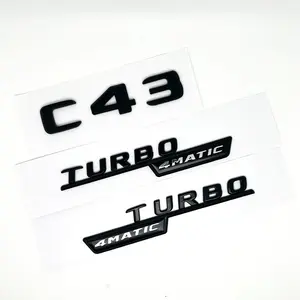 3D ABS Glossy Black Logo C43 Embelm Letters BITURBO 4MATIC Badge AMG Sticker For Mercedes Benz C43 W205 W206 AMG Accessories