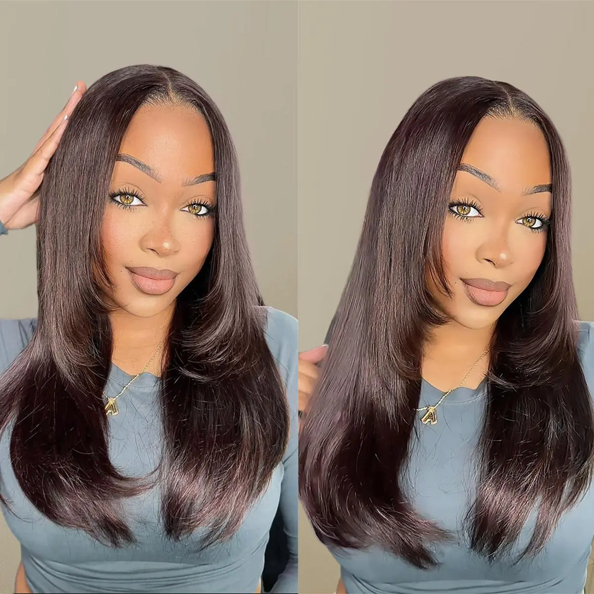 Jessie's Wig [LIVE ONLY] 22" Red-Brown Layer Cut Straight Glueless Wig 7x5/5x5 Pre Cut Lace Human Hair #SummerWins #DealsForYouDays