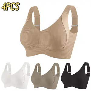FZ 2/4PCS EssElegance Color Wireless Bras Push Up Bralettes Seamless Bras Full Coverage Bra Women's Wear Comfortable Breathable Cup TikTokShopBacktoSchool