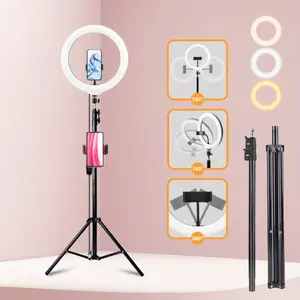 12 "LED ring light with supplementary light tripod for live streaming, photography and video conferencing - portable, USB-powered, three color modes, height adjustable, perfect for home use holiday party fill light