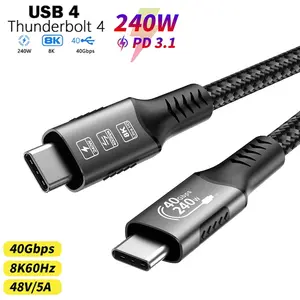 8K USB4 Type C Cable 40Gbps 240W PD3.1 QC4.0 For Samung Thunderbolt 4 Fast Charging Cable Thunderbolt3 USB C to C Data Transfer Smartphone Cellphone magnetic phone charger 4 1 charging cable