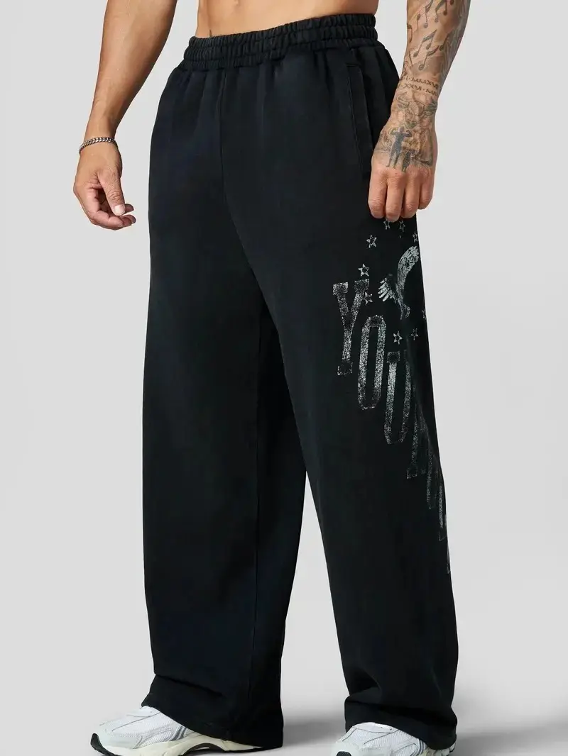 Youngla Eagle Golden Era Sweatpants – Vintage Hip Hop Streetwear Joggers, Y2K Retro Eagle Graphic Pants, Casual Unisex Sweatpants for Men Women, Everyday Lounge Wear, Travel Outfit, Gift