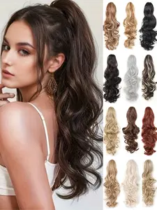 18 & 24 inch Claw Clip Long Ponytail Extension, Clip-In Synthetic Wavy Curly Hair Extensions for Women, Easy-to-Use Hair Accessories
