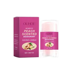 OUHOE Peach Scented Deodorant | Vitamin E & Coconut Oil Gentle Underarm Cream, Safe for Sensitive Skin, Long-Lasting Fresh