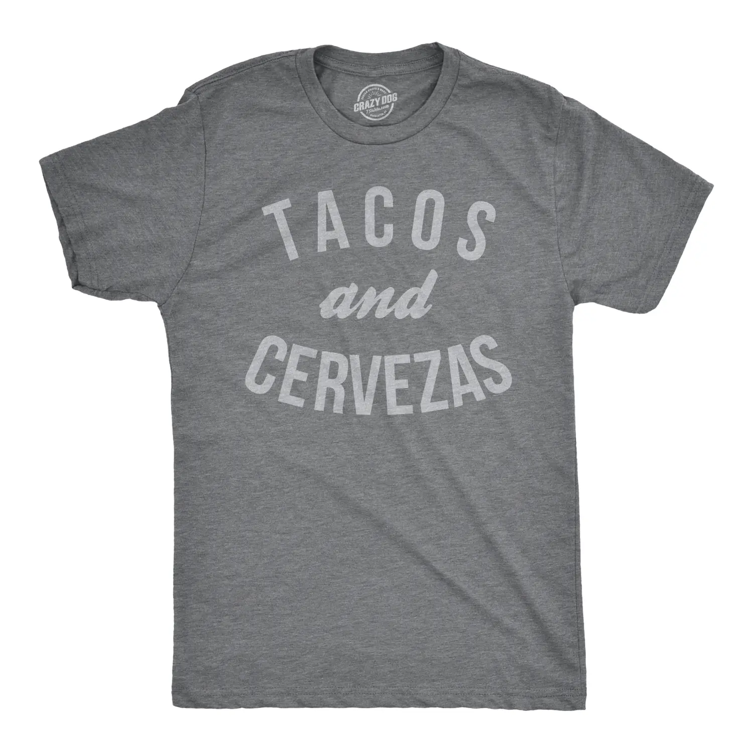 Mens Tacos and Cervezas Funny T shirt for Vacation Sarcastic Humor Graphic Top Mens Funny T Shirts Cool Vintage Fashion T-Shirt Gift Classic Menswear Cinco De Mayo Apparel for Men Funny Drinking Short Sleeve Dark Grey