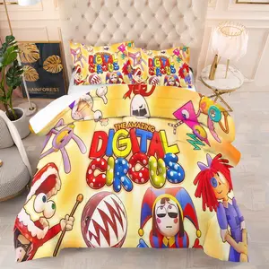 The Amazing Digital Circus Quilt Set,Including 1 Quilt and 1 or 2 Pillowcases without Pillows,Suitable as a Gift for Children,Teenagers,and Adults,Soft and Warm Bedroom Decoration