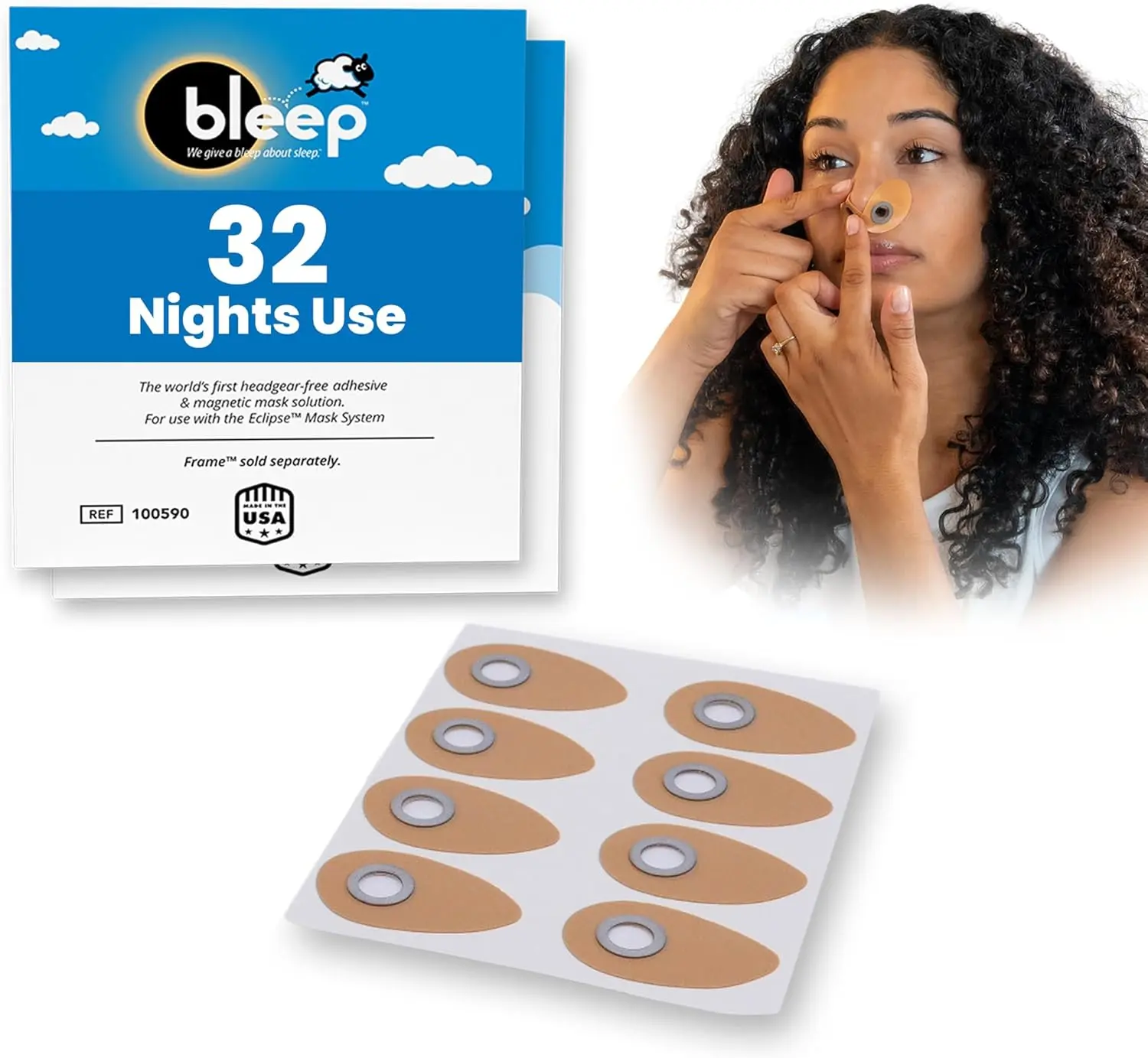 Bleep Eclipse Halos, 64 MagSeal Ports, 2 Pack, 32 Night Supply, Disposable Adhesive Replacement Ports, BPA Free, Latex Free and Corn Free, Made in USA, Eclipse Magnetic Frame Sold Separately