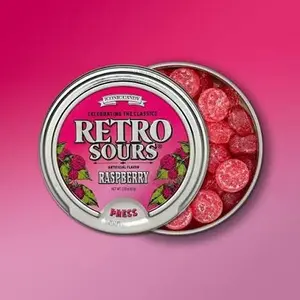 Retro Sours Raspberry Flavor 2.12 oz Tin