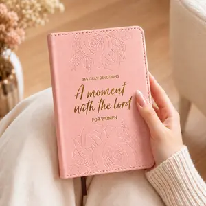 One Minute With God Devotional Set for Men&Women,365Devotions in Pink Faux Leather,Portable Reflection Book,Bible Study&Prayer Notebook,Simplified Bible for Women and Beginners,Daily Reflections Notebook,Perfect Couples or Christian Gift,Birthday Gifts