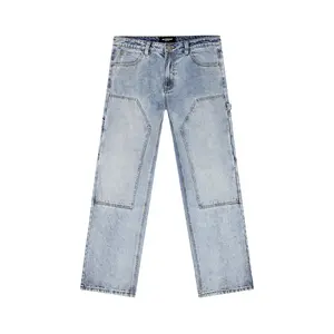 VICTORIOUS CRAFT Baggy Fit Carpenter Denim Jeans  Menswear Cotton Workwear Pants with Carpenter Pockets & Double-Knee Front