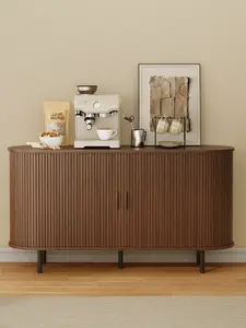 【Valentine's Day gift & Sliding Doors Design】ONBRILL 40/55/63" Gorgeous Fluted Buffet Cabinet, Coner Coffee Bar With Storage,  Mid Century Modern Sideboard with Adjustable Shelf, Accent Wood Console Table for Kitchen Entryway Living Room Furniture