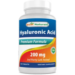 Best Naturals Hyaluronic Acid Supplement, 200 mg, 120 Tablets - Non-GMO, Gluten-Free - Supports Youthful Skin & Healthy Joint Function (Pack of 1)